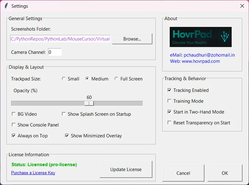 Settings Screen